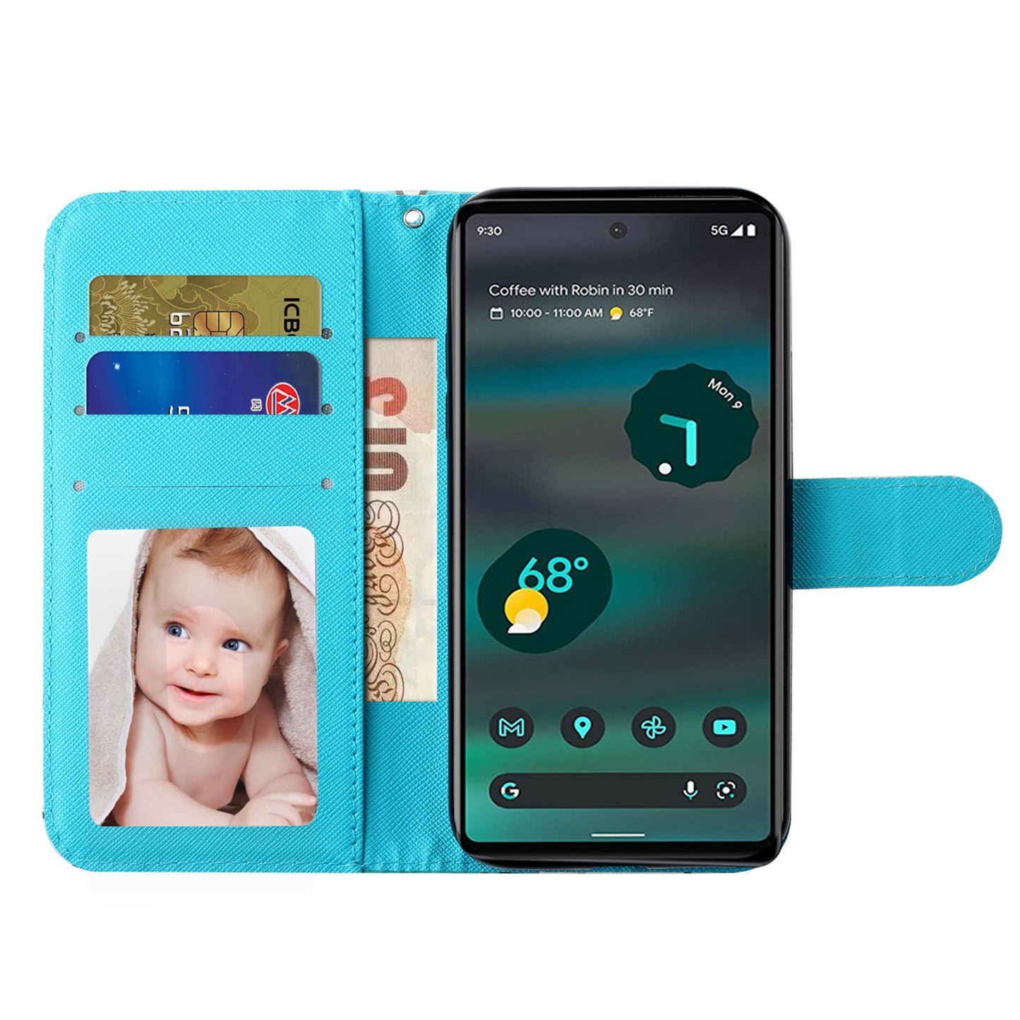 For Google Pixel 7 Pro 5G Flip Stand Phone Case 3D Pattern Printing PU Leather Wallet Phone Folio Cover with Strap