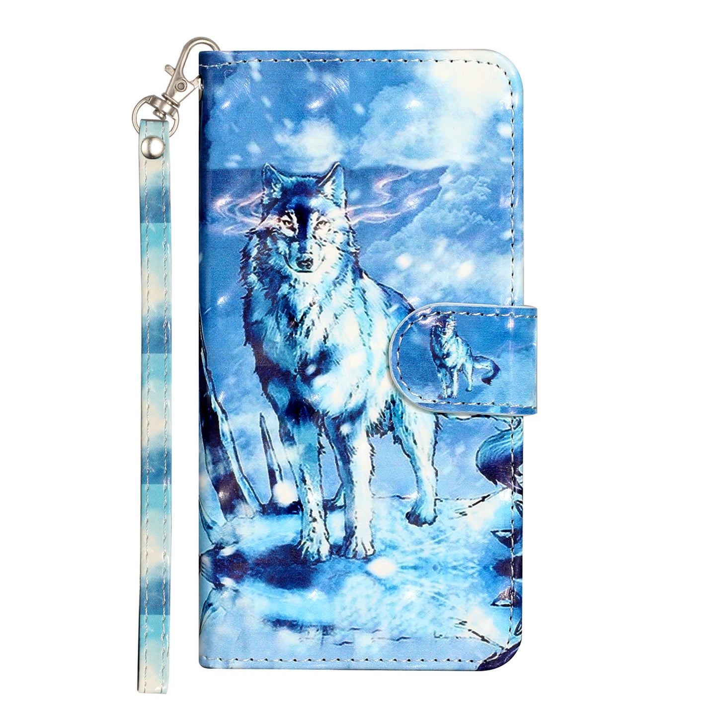 For Google Pixel 7 Pro 5G Flip Stand Phone Case 3D Pattern Printing PU Leather Wallet Phone Folio Cover with Strap
