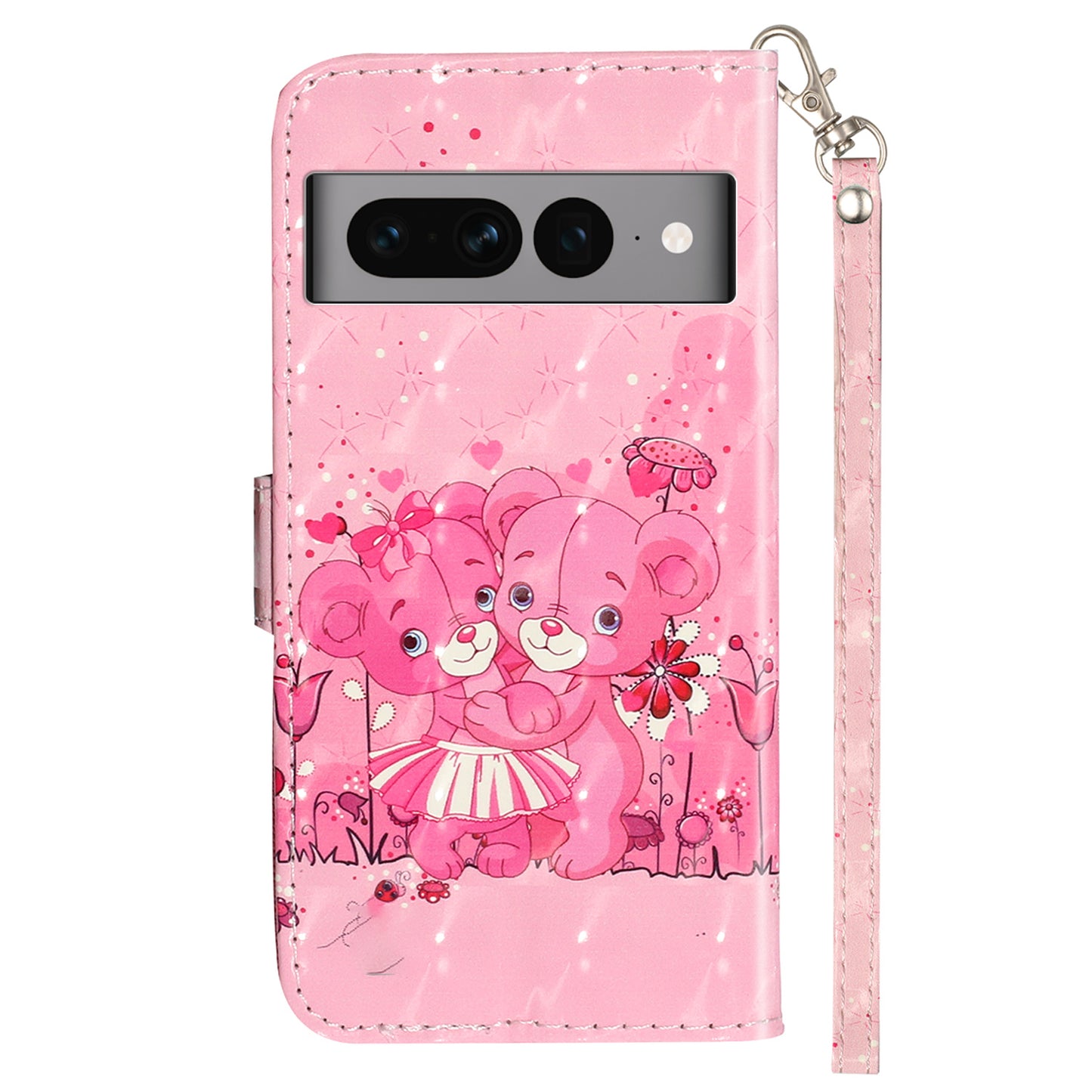 For Google Pixel 7 Pro 5G Flip Stand Phone Case 3D Pattern Printing PU Leather Wallet Phone Folio Cover with Strap