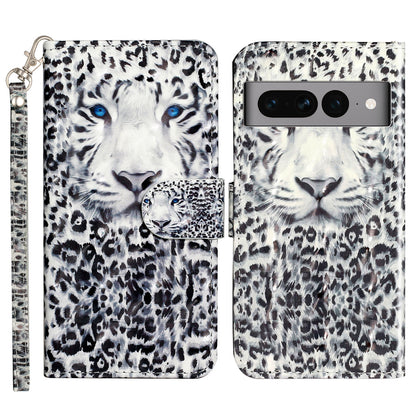 For Google Pixel 7 Pro 5G Flip Stand Phone Case 3D Pattern Printing PU Leather Wallet Phone Folio Cover with Strap