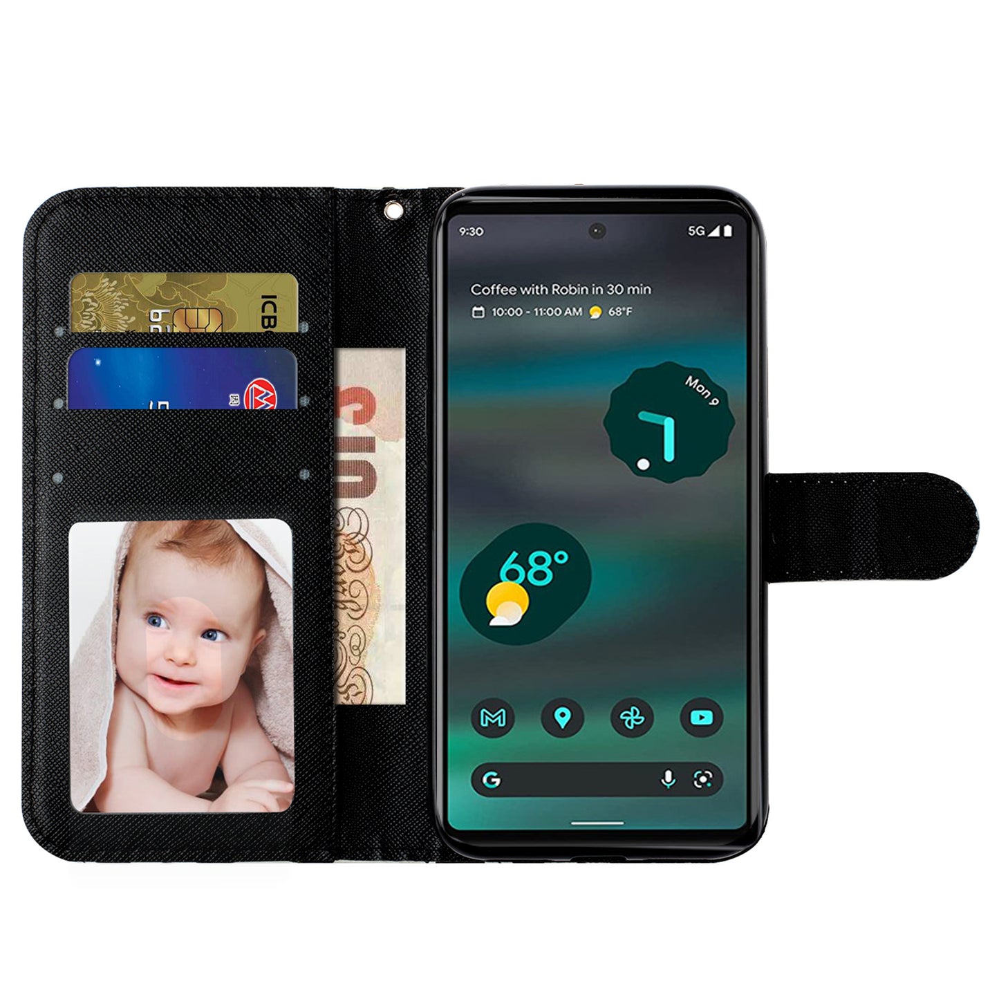 For Google Pixel 7 Pro 5G Flip Stand Phone Case 3D Pattern Printing PU Leather Wallet Phone Folio Cover with Strap