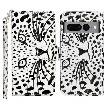 For Google Pixel 7 Pro 5G Flip Stand Phone Case 3D Pattern Printing PU Leather Wallet Phone Folio Cover with Strap