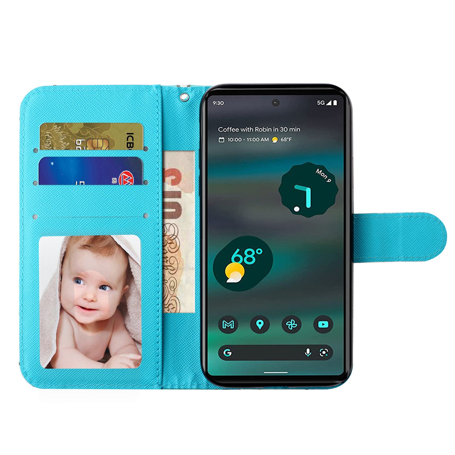 For Google Pixel 7 Pro 5G Flip Stand Phone Case 3D Pattern Printing PU Leather Wallet Phone Folio Cover with Strap
