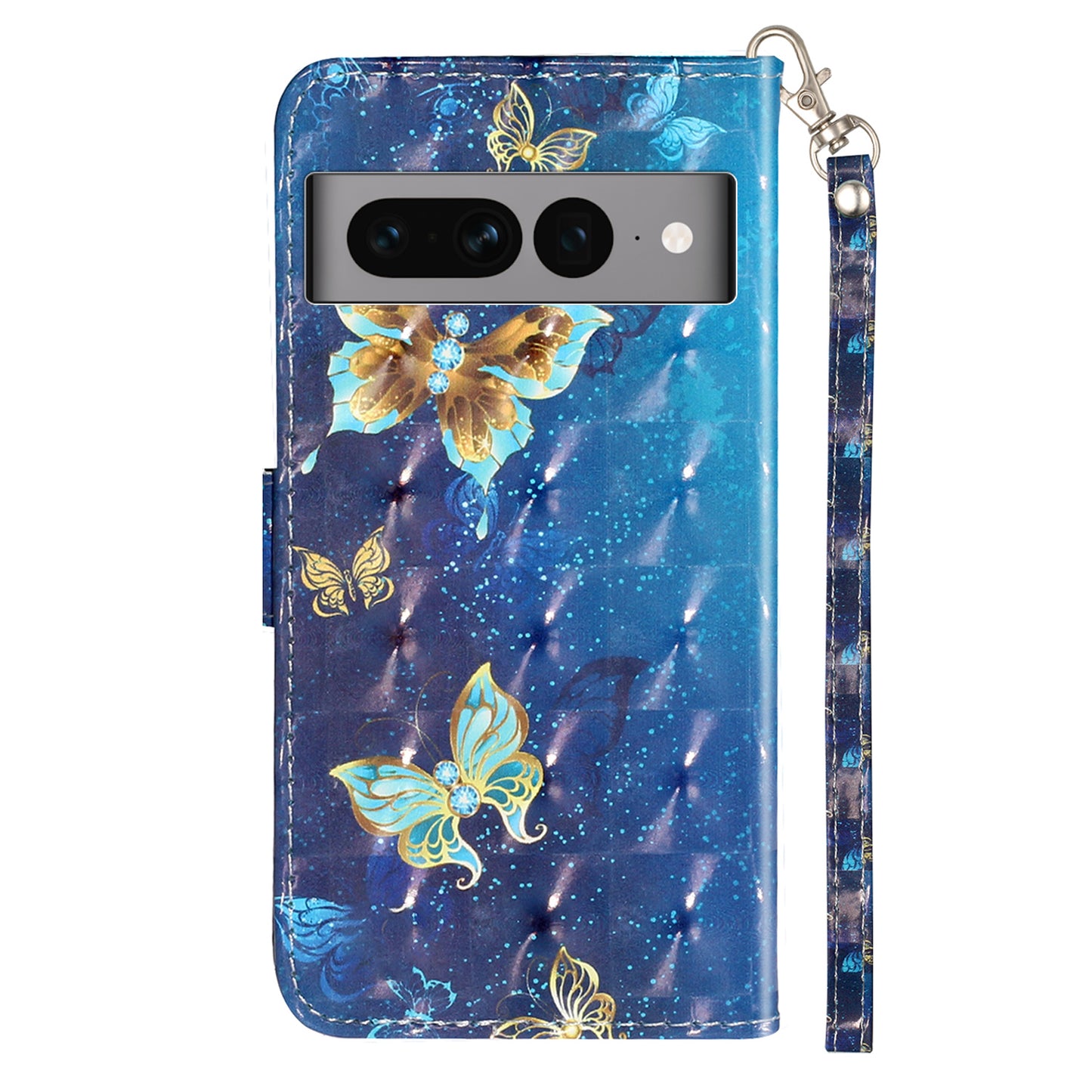 For Google Pixel 7 Pro 5G Flip Stand Phone Case 3D Pattern Printing PU Leather Wallet Phone Folio Cover with Strap