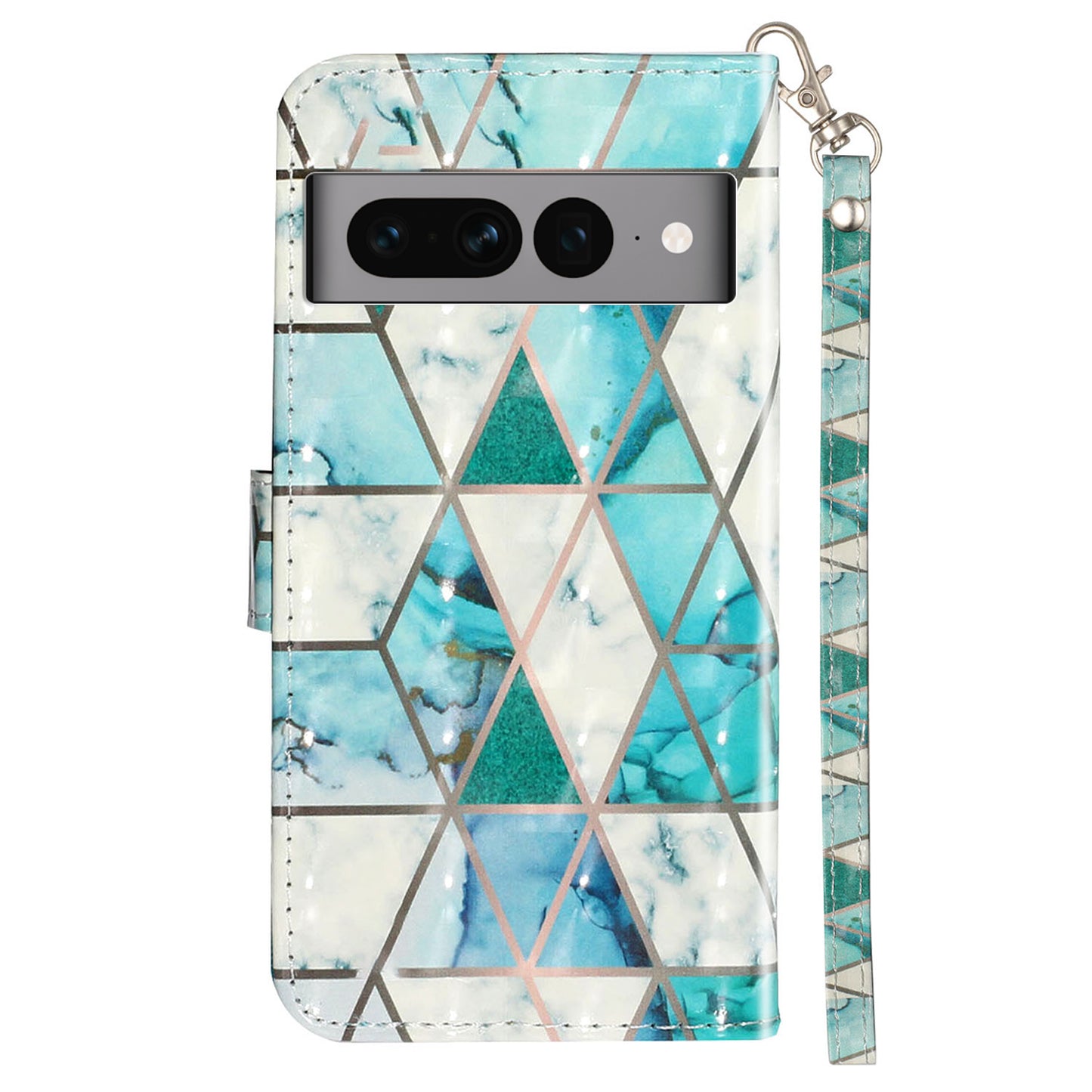 For Google Pixel 7 Pro 5G Flip Stand Phone Case 3D Pattern Printing PU Leather Wallet Phone Folio Cover with Strap