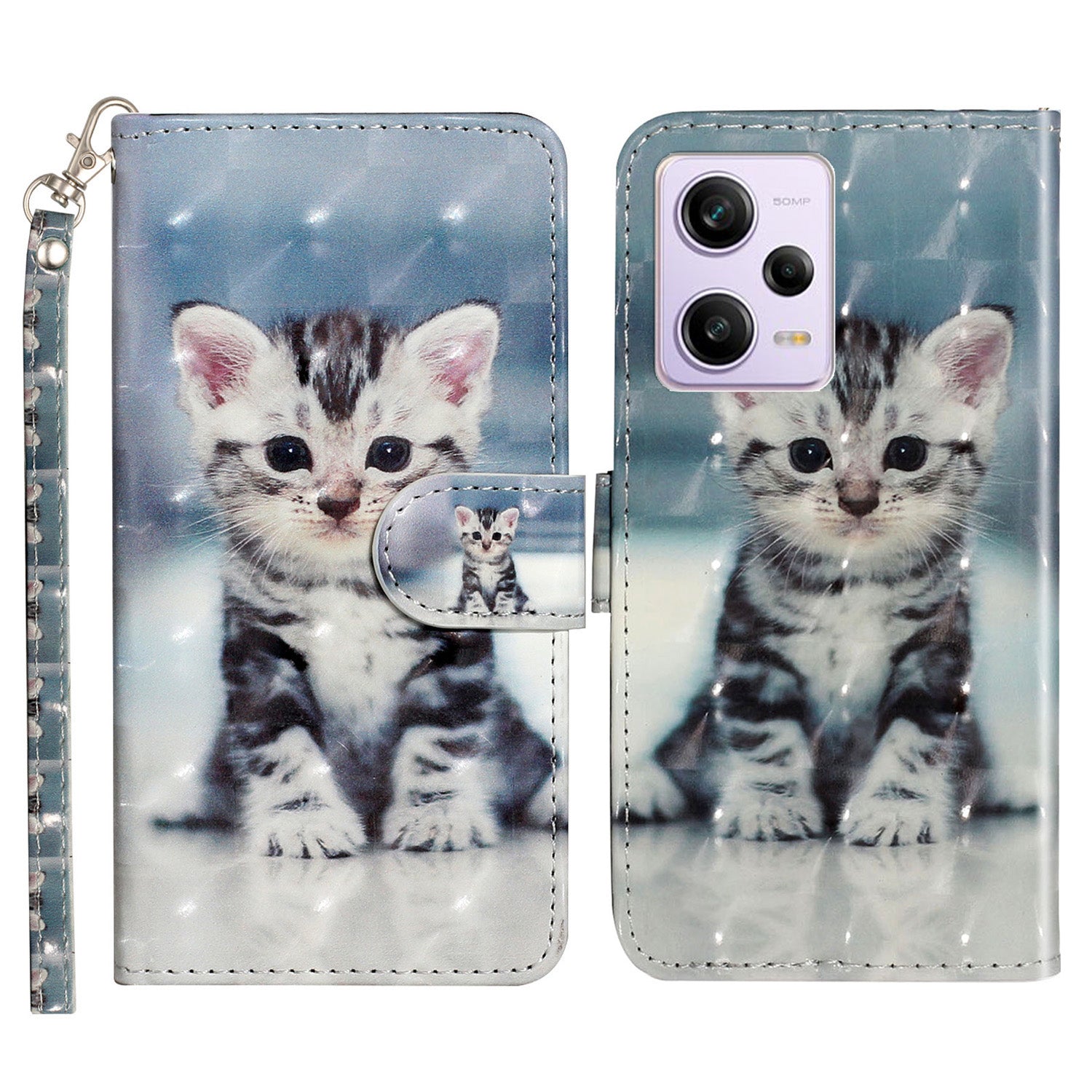 For Xiaomi Poco X5 Pro 5G / Redmi Note 12 Pro Speed 5G / Note 12 Pro 5G 3D Pattern Printing Phone Case PU Leather Wallet Stand Anti-drop Cover
