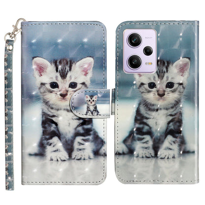 For Xiaomi Poco X5 Pro 5G / Redmi Note 12 Pro Speed 5G / Note 12 Pro 5G 3D Pattern Printing Phone Case PU Leather Wallet Stand Anti-drop Cover