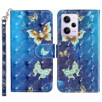 For Xiaomi Poco X5 Pro 5G / Redmi Note 12 Pro Speed 5G / Note 12 Pro 5G 3D Pattern Printing Phone Case PU Leather Wallet Stand Anti-drop Cover