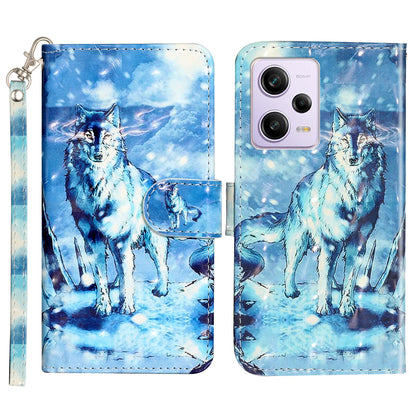 For Xiaomi Poco X5 Pro 5G / Redmi Note 12 Pro Speed 5G / Note 12 Pro 5G 3D Pattern Printing Phone Case PU Leather Wallet Stand Anti-drop Cover