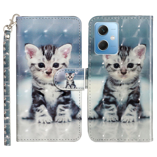 For Xiaomi Redmi Note 12 5G (India) / (China) / (Global) / Poco X5 5G 3D Pattern Printing PU Leather Wallet Cover Flip Stand Phone Case