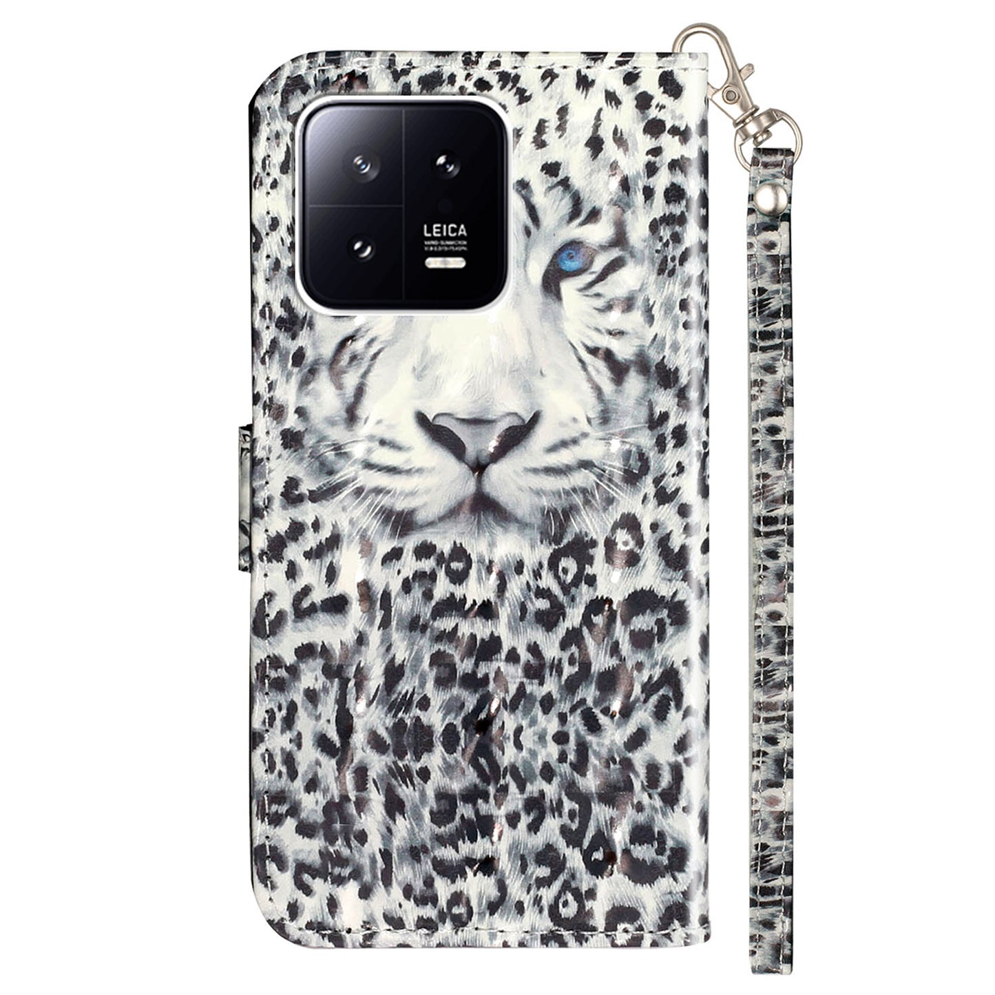 For Xiaomi 13 5G Shockproof Phone Case 3D Pattern Printing PU Leather Wallet Flip Stand Cover with Strap