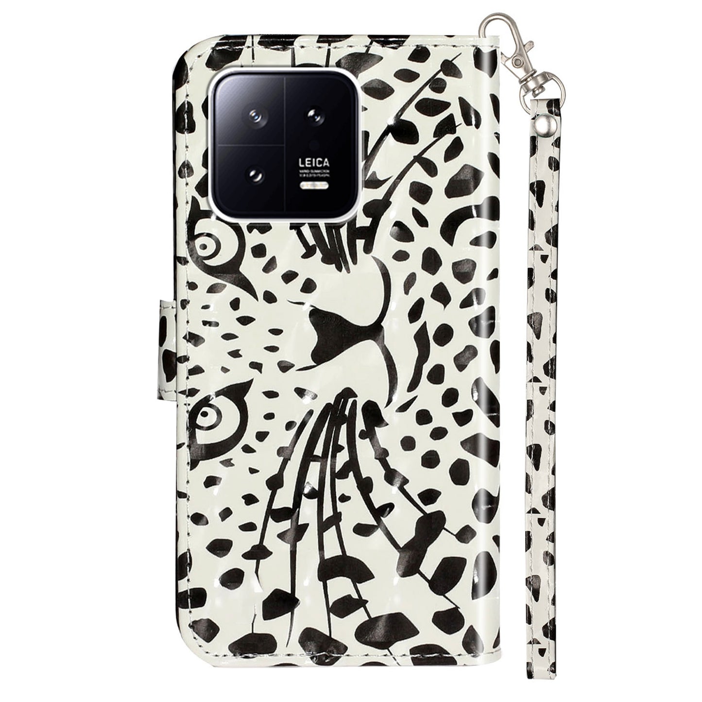 For Xiaomi 13 5G Shockproof Phone Case 3D Pattern Printing PU Leather Wallet Flip Stand Cover with Strap