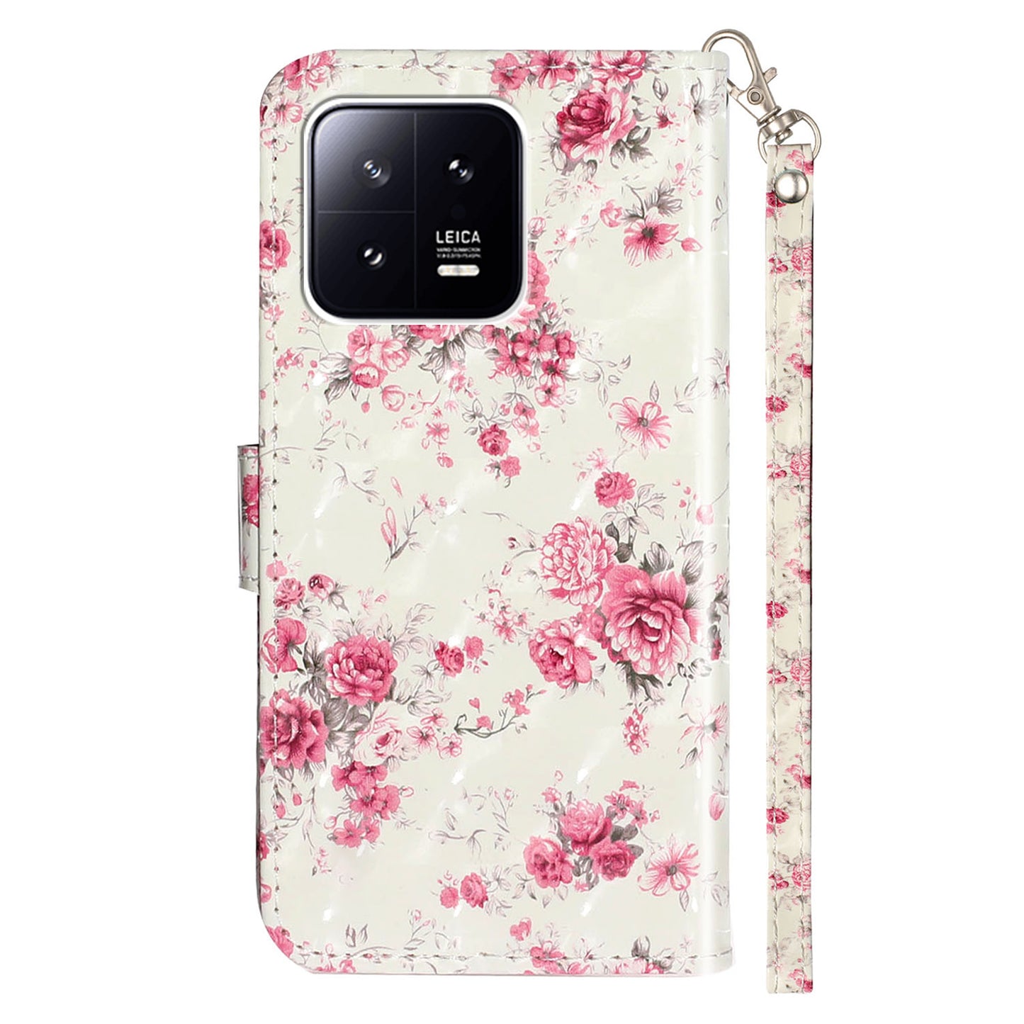 For Xiaomi 13 5G Shockproof Phone Case 3D Pattern Printing PU Leather Wallet Flip Stand Cover with Strap