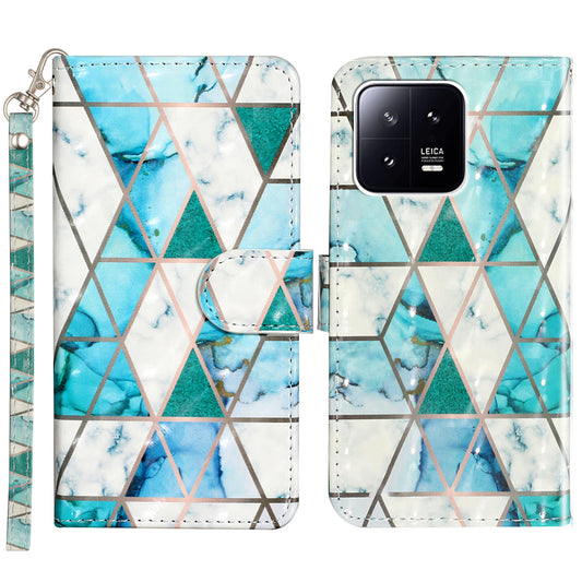 For Xiaomi 13 Pro 5G PU Leather Wallet Phone Case 3D Pattern Printing Protective Stand Cover with Strap