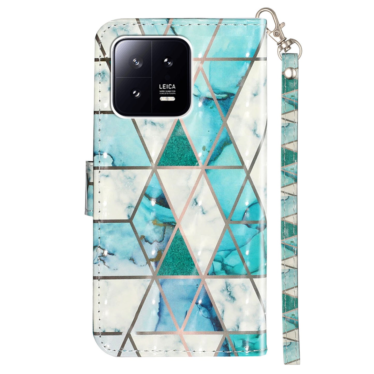 For Xiaomi 13 Pro 5G PU Leather Wallet Phone Case 3D Pattern Printing Protective Stand Cover with Strap