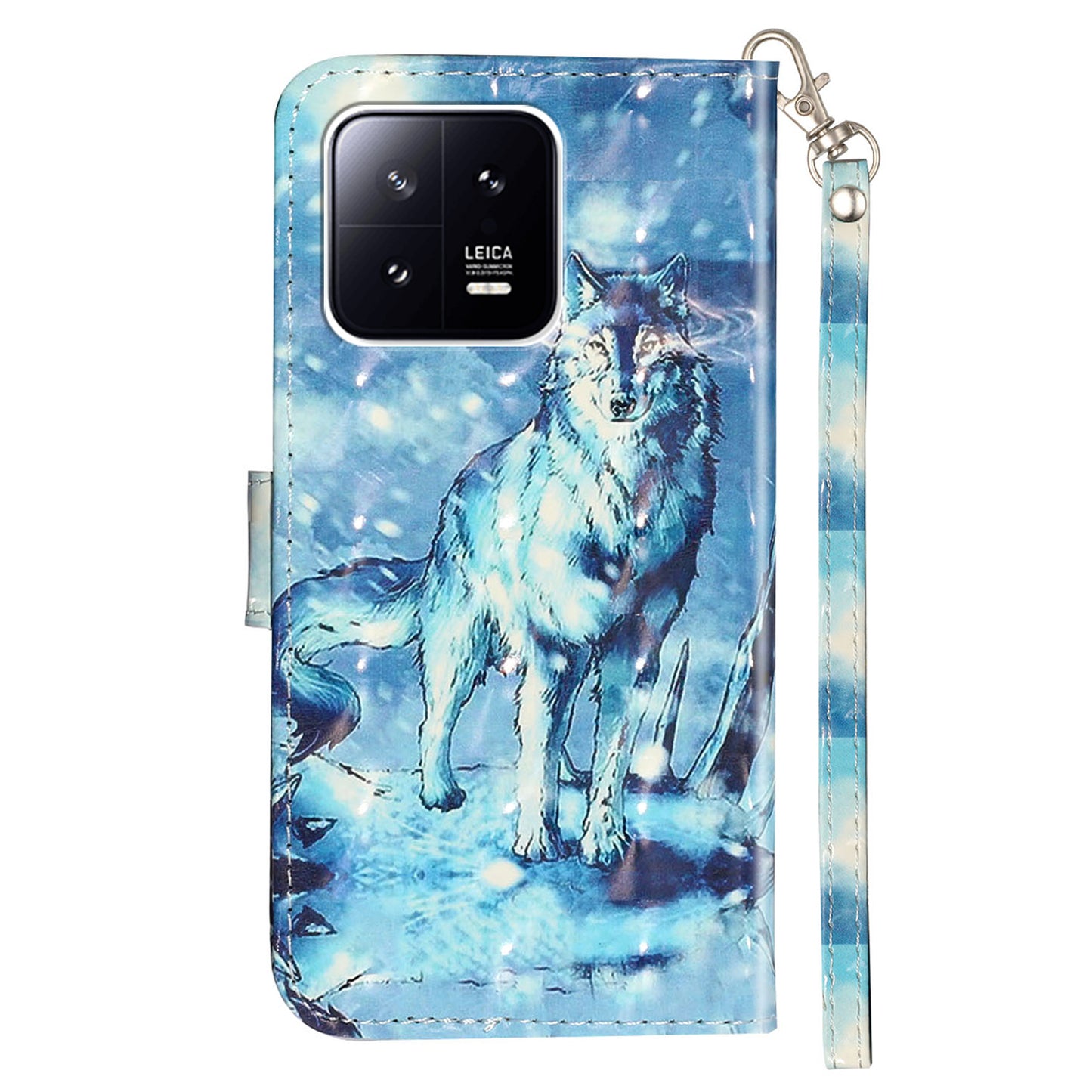 For Xiaomi 13 Pro 5G PU Leather Wallet Phone Case 3D Pattern Printing Protective Stand Cover with Strap