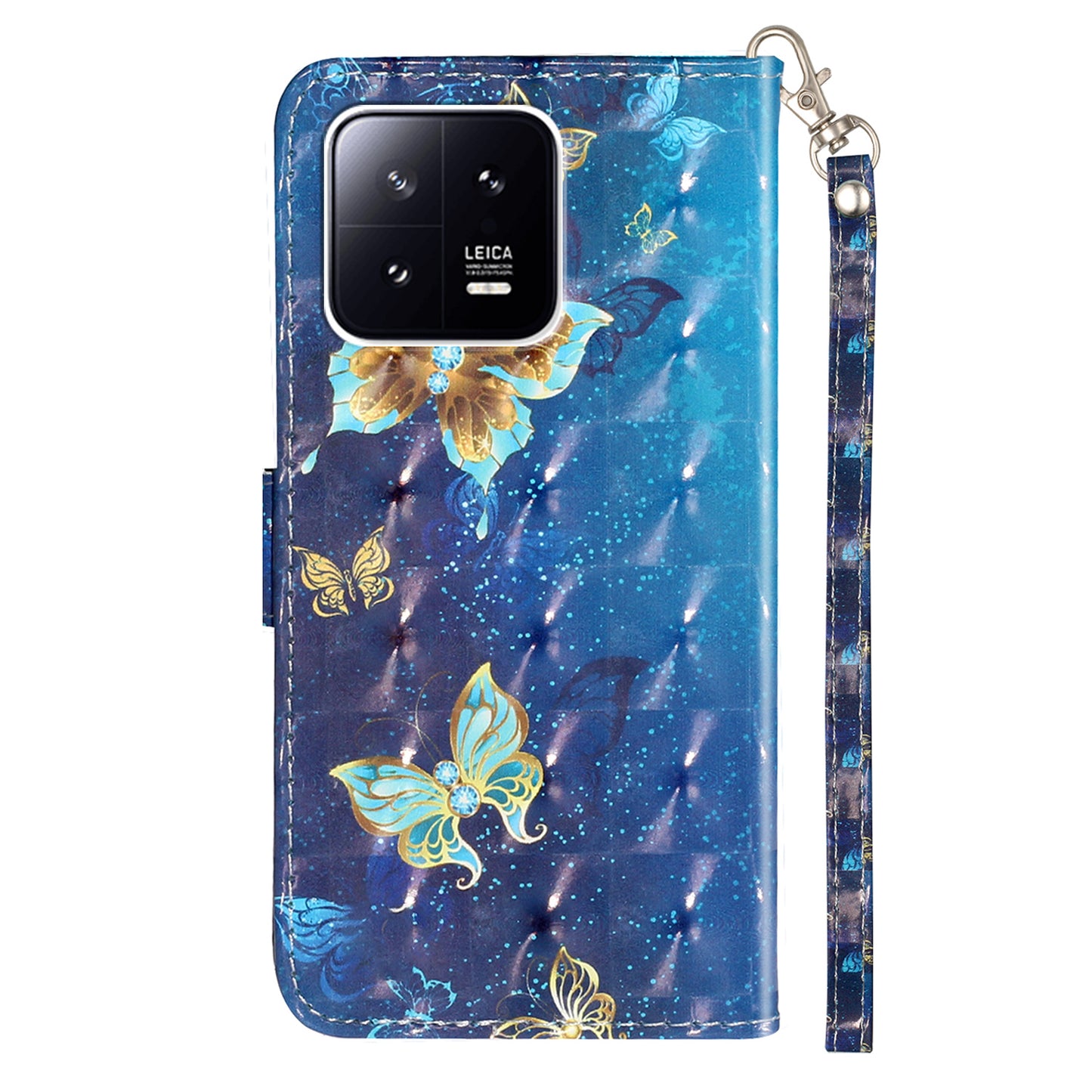 For Xiaomi 13 Pro 5G PU Leather Wallet Phone Case 3D Pattern Printing Protective Stand Cover with Strap