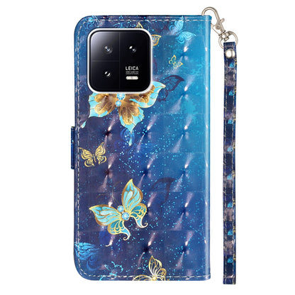 For Xiaomi 13 Pro 5G PU Leather Wallet Phone Case 3D Pattern Printing Protective Stand Cover with Strap