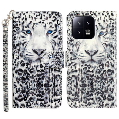For Xiaomi 13 Pro 5G PU Leather Wallet Phone Case 3D Pattern Printing Protective Stand Cover with Strap