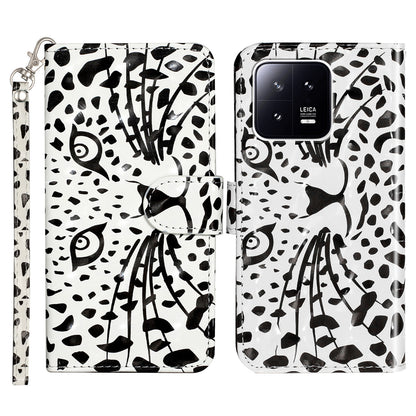 For Xiaomi 13 Pro 5G PU Leather Wallet Phone Case 3D Pattern Printing Protective Stand Cover with Strap