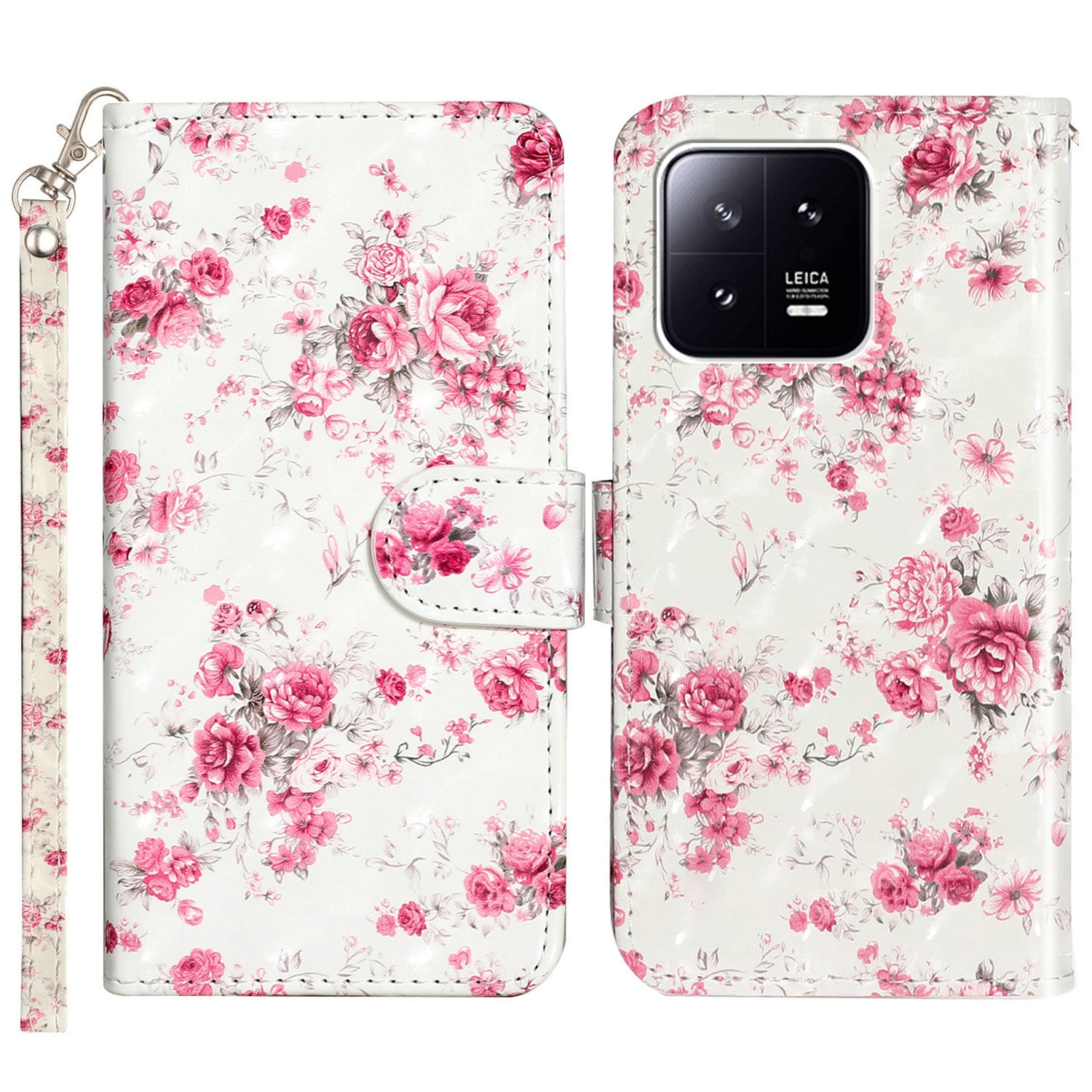 For Xiaomi 13 Pro 5G PU Leather Wallet Phone Case 3D Pattern Printing Protective Stand Cover with Strap