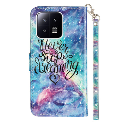 For Xiaomi 13 Pro 5G PU Leather Wallet Phone Case 3D Pattern Printing Protective Stand Cover with Strap