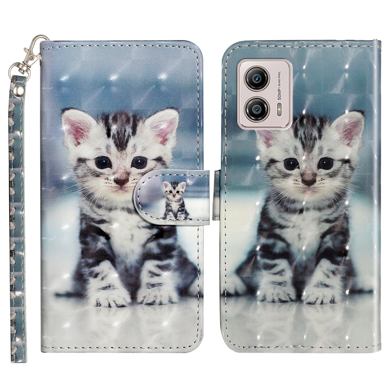 For Motorola Moto G73 5G 3D Pattern Printing PU Leather Case Flip Stand Wallet Phone Cover with Strap