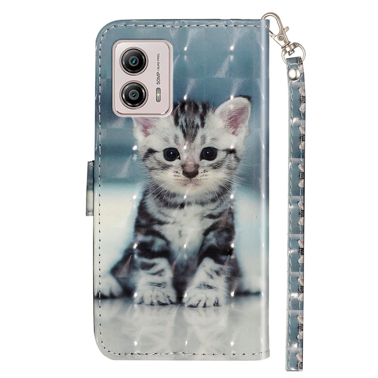 For Motorola Moto G73 5G 3D Pattern Printing PU Leather Case Flip Stand Wallet Phone Cover with Strap
