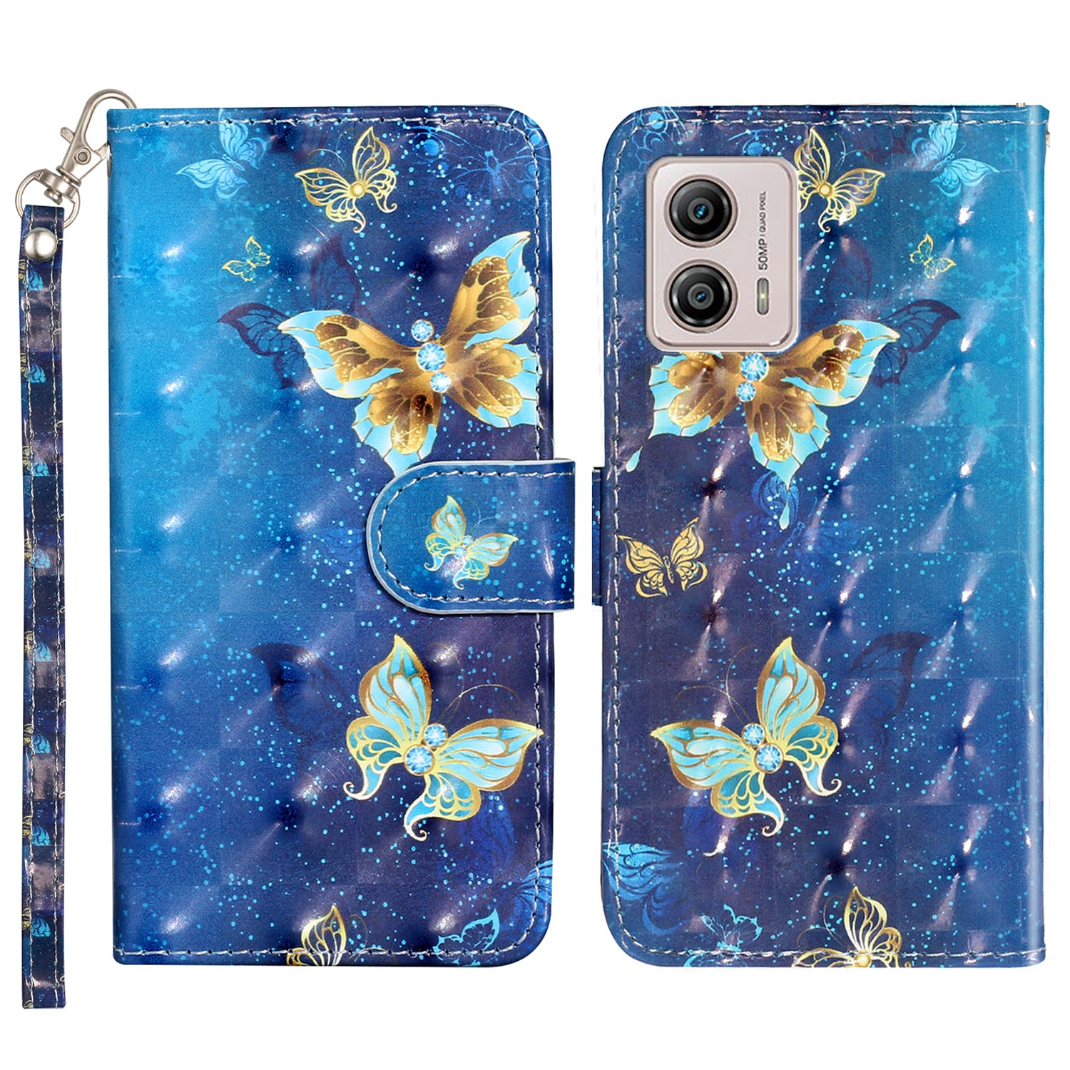 For Motorola Moto G73 5G 3D Pattern Printing PU Leather Case Flip Stand Wallet Phone Cover with Strap