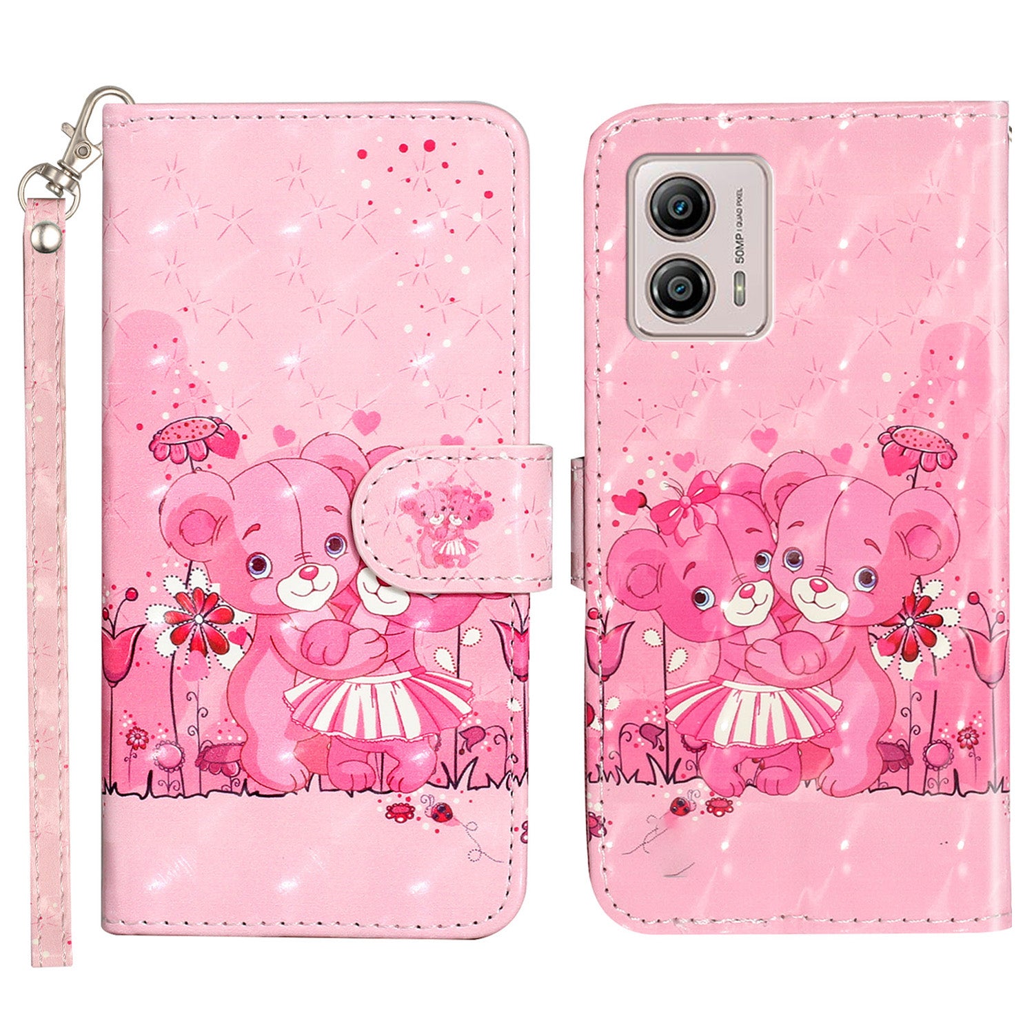 For Motorola Moto G73 5G 3D Pattern Printing PU Leather Case Flip Stand Wallet Phone Cover with Strap