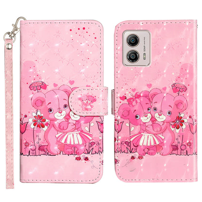 For Motorola Moto G73 5G 3D Pattern Printing PU Leather Case Flip Stand Wallet Phone Cover with Strap
