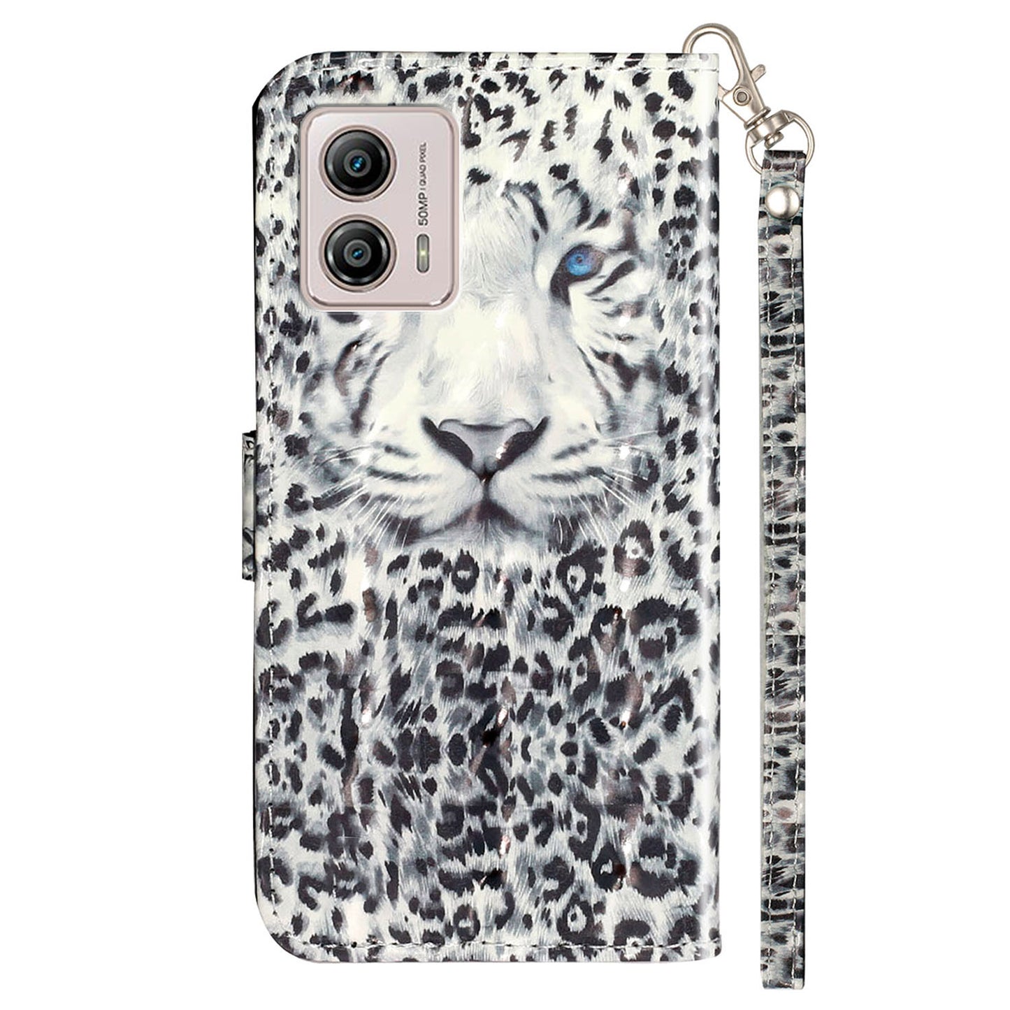 For Motorola Moto G73 5G 3D Pattern Printing PU Leather Case Flip Stand Wallet Phone Cover with Strap