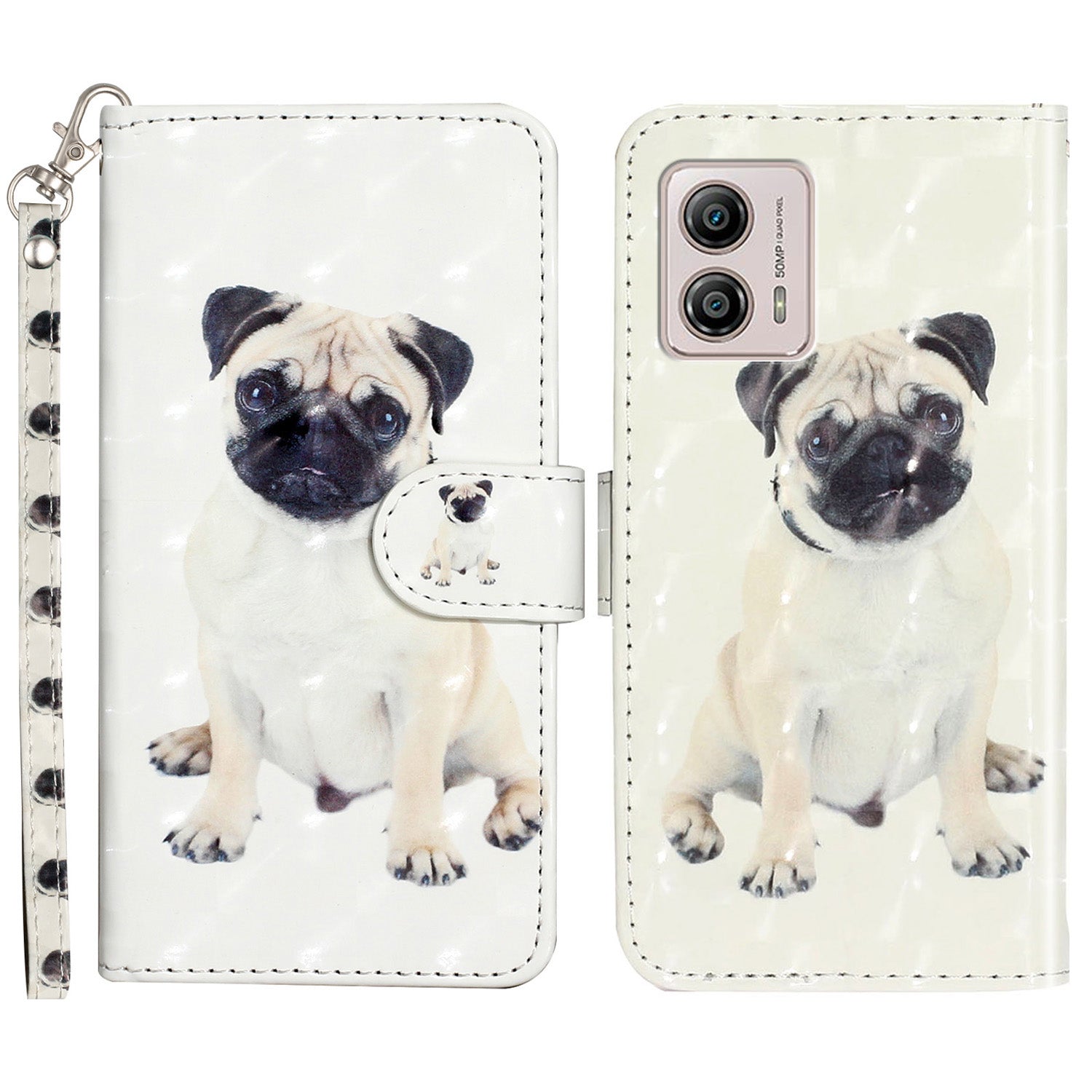 For Motorola Moto G73 5G 3D Pattern Printing PU Leather Case Flip Stand Wallet Phone Cover with Strap