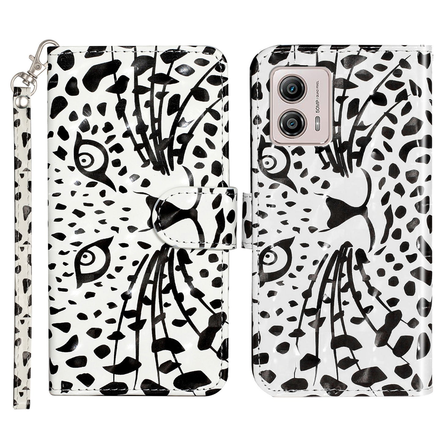 For Motorola Moto G73 5G 3D Pattern Printing PU Leather Case Flip Stand Wallet Phone Cover with Strap