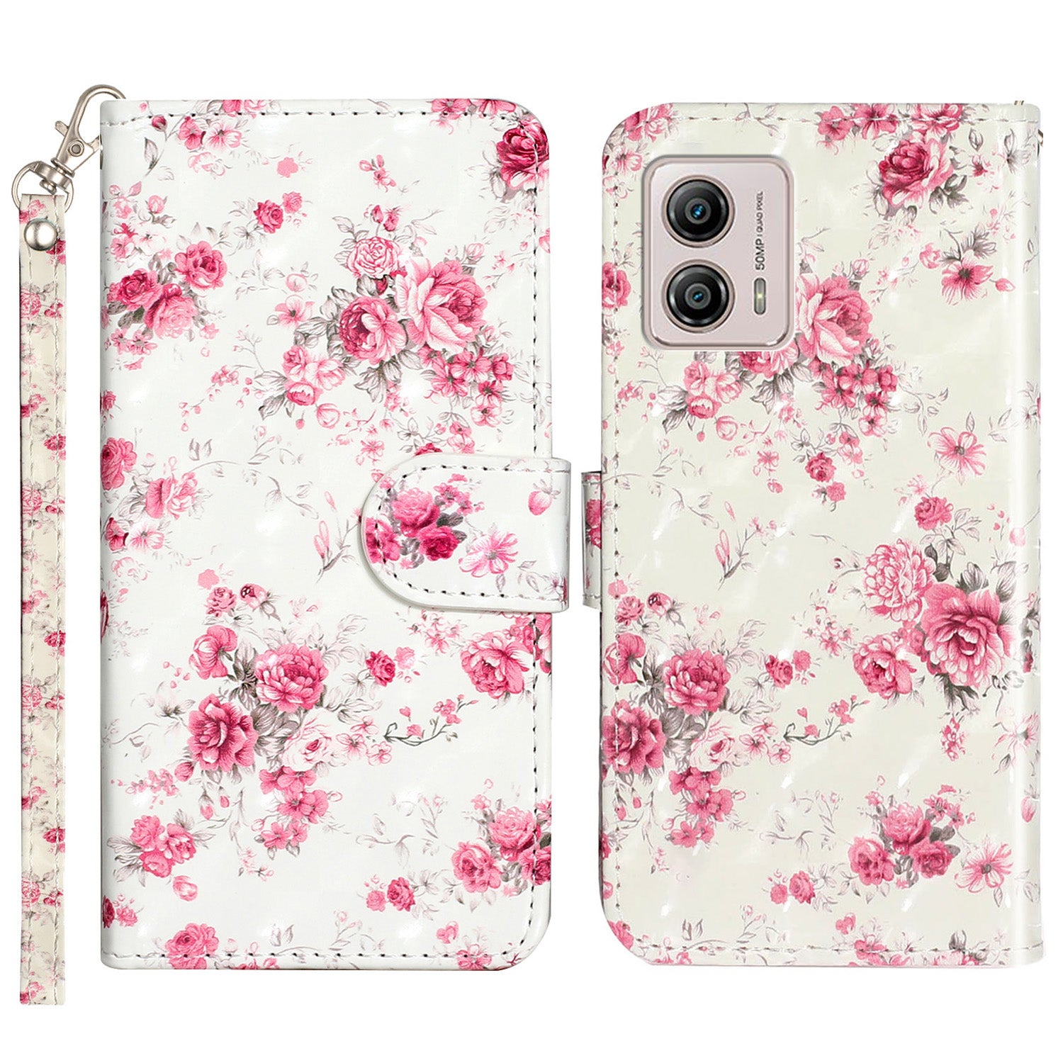 For Motorola Moto G73 5G 3D Pattern Printing PU Leather Case Flip Stand Wallet Phone Cover with Strap