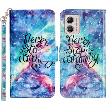 For Motorola Moto G73 5G 3D Pattern Printing PU Leather Case Flip Stand Wallet Phone Cover with Strap