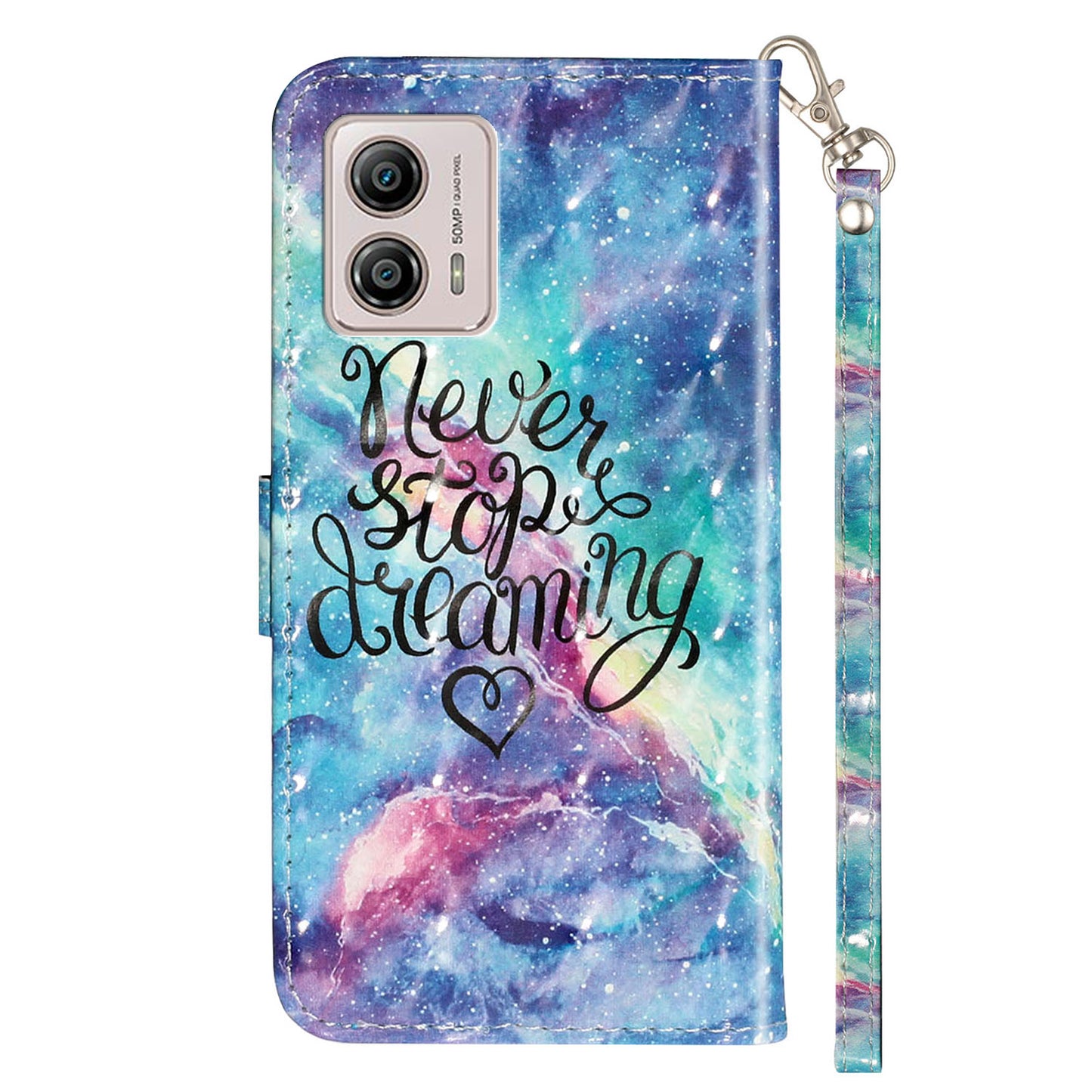 For Motorola Moto G73 5G 3D Pattern Printing PU Leather Case Flip Stand Wallet Phone Cover with Strap