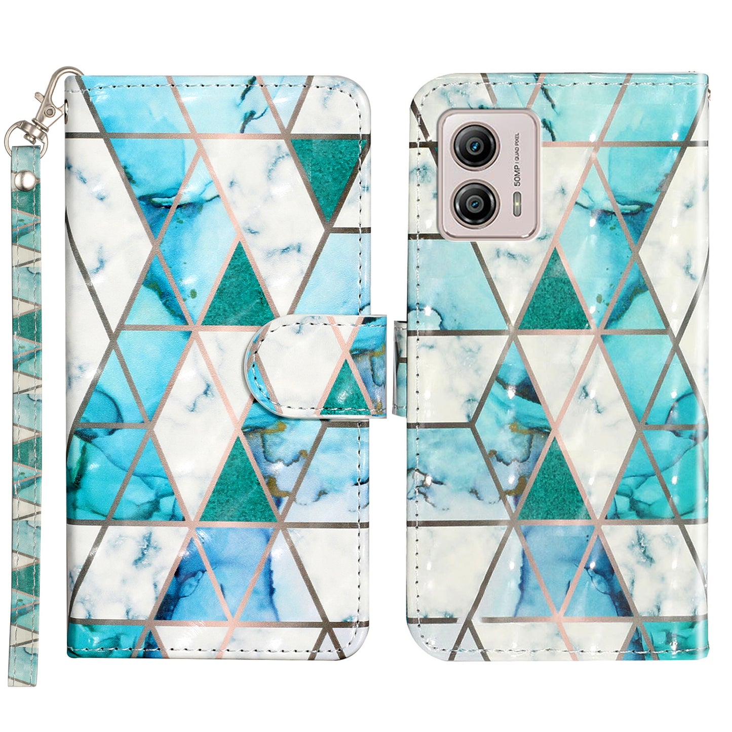 For Motorola Moto G73 5G 3D Pattern Printing PU Leather Case Flip Stand Wallet Phone Cover with Strap