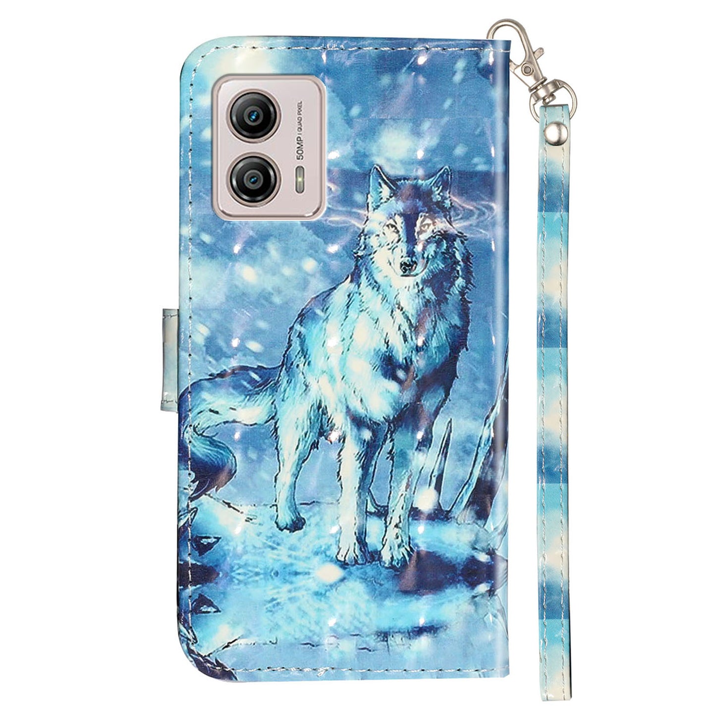 For Motorola Moto G73 5G 3D Pattern Printing PU Leather Case Flip Stand Wallet Phone Cover with Strap