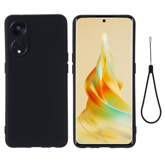For Oppo Reno8 T 5G / A1 Pro 5G Liquid Silicone Soft Lining Cover Anti-Scratch Phone Case with Strap