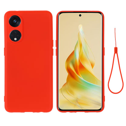 For Oppo Reno8 T 5G / A1 Pro 5G Liquid Silicone Soft Lining Cover Anti-Scratch Phone Case with Strap