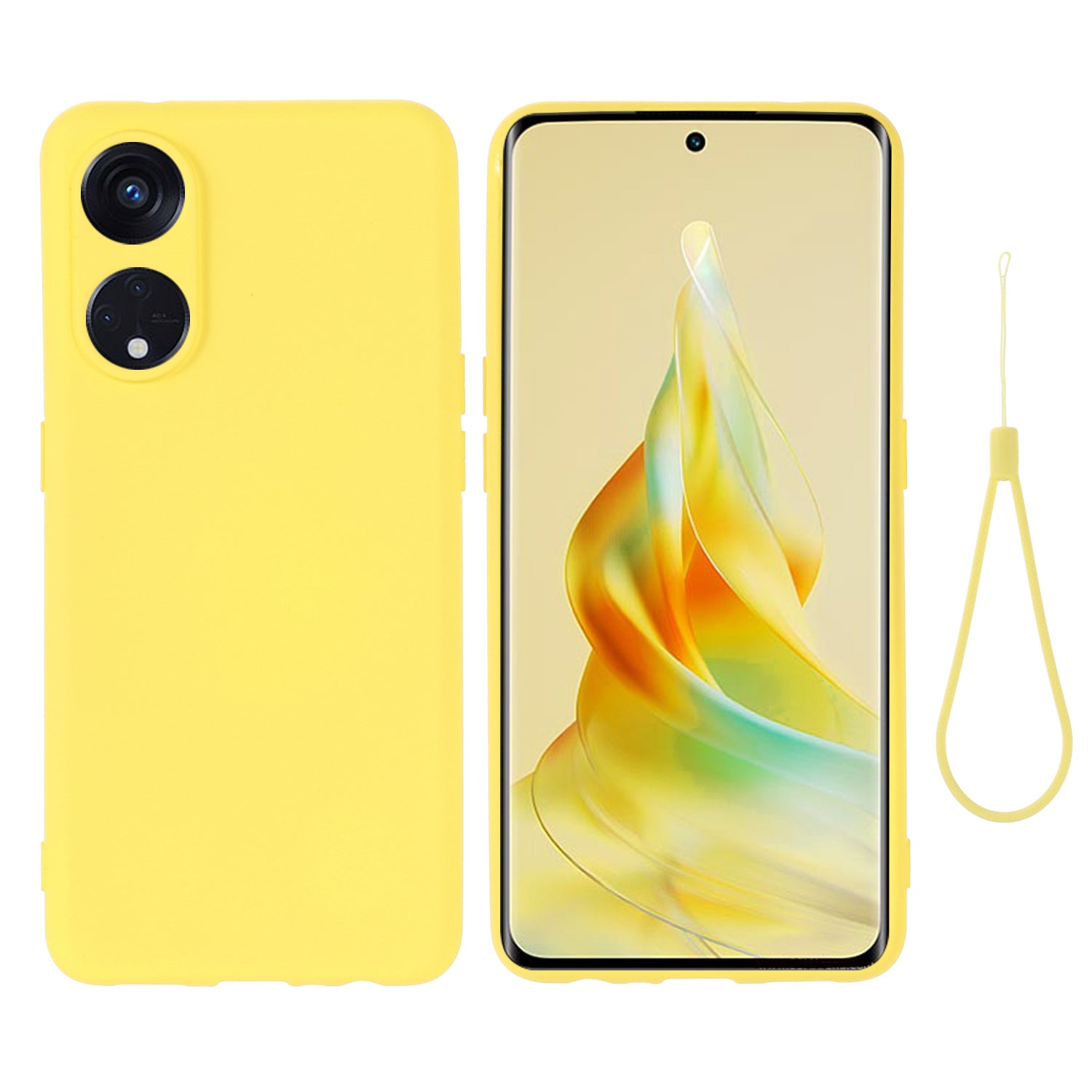 For Oppo Reno8 T 5G / A1 Pro 5G Liquid Silicone Soft Lining Cover Anti-Scratch Phone Case with Strap