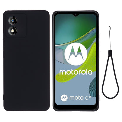 For Motorola Moto E13 4G Anti-Dust Phone Case Liquid Silicone Soft Lining Phone Cover Shell with Strap