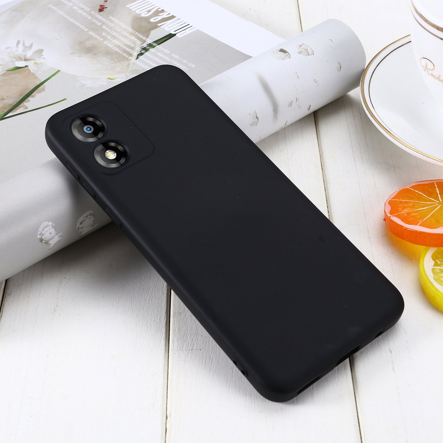 For Motorola Moto E13 4G Anti-Dust Phone Case Liquid Silicone Soft Lining Phone Cover Shell with Strap
