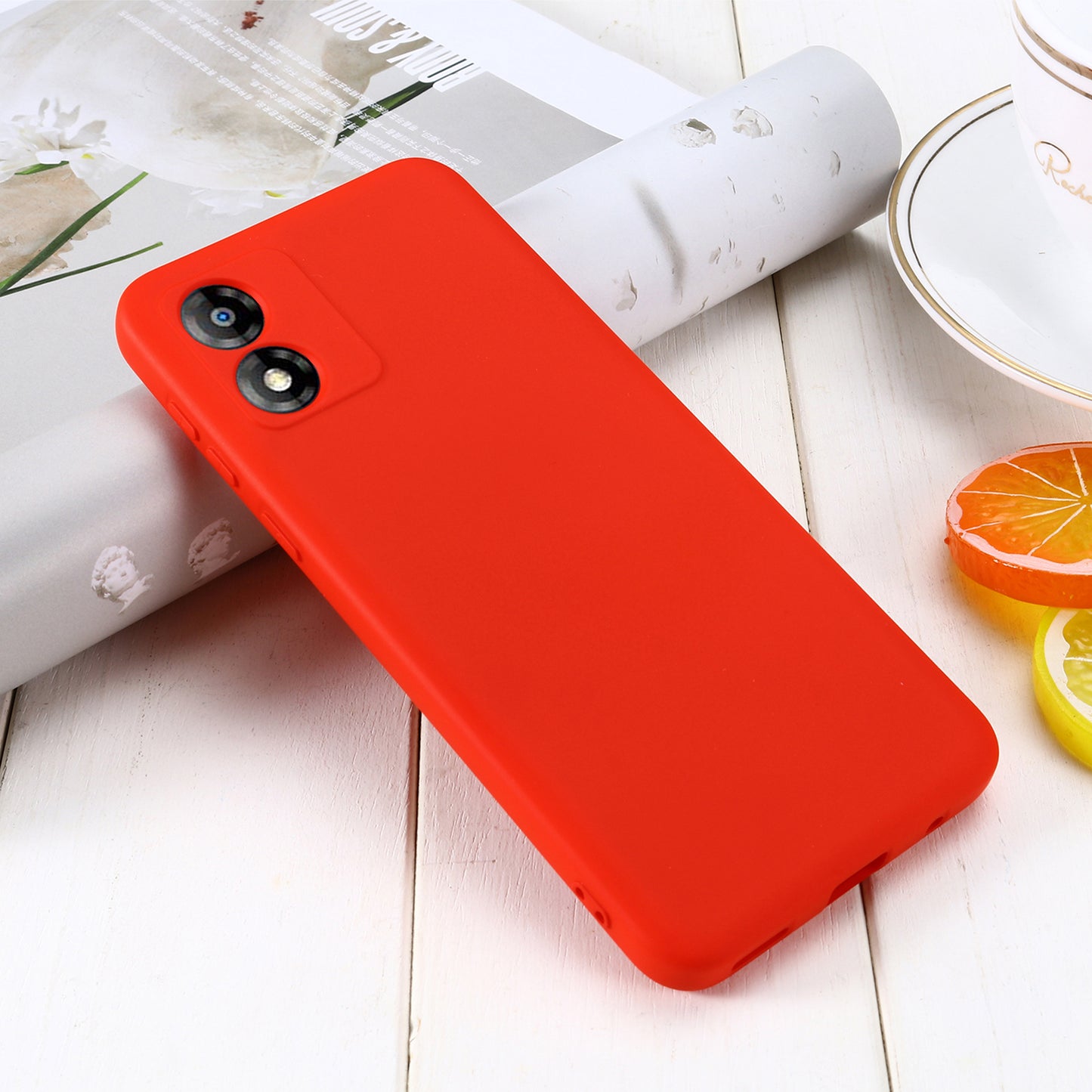 For Motorola Moto E13 4G Anti-Dust Phone Case Liquid Silicone Soft Lining Phone Cover Shell with Strap