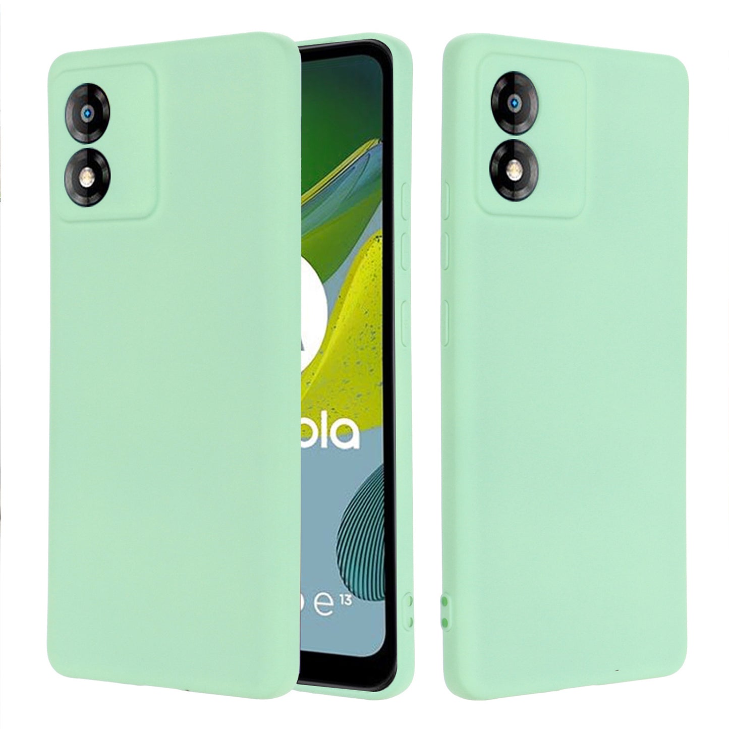 For Motorola Moto E13 4G Anti-Dust Phone Case Liquid Silicone Soft Lining Phone Cover Shell with Strap