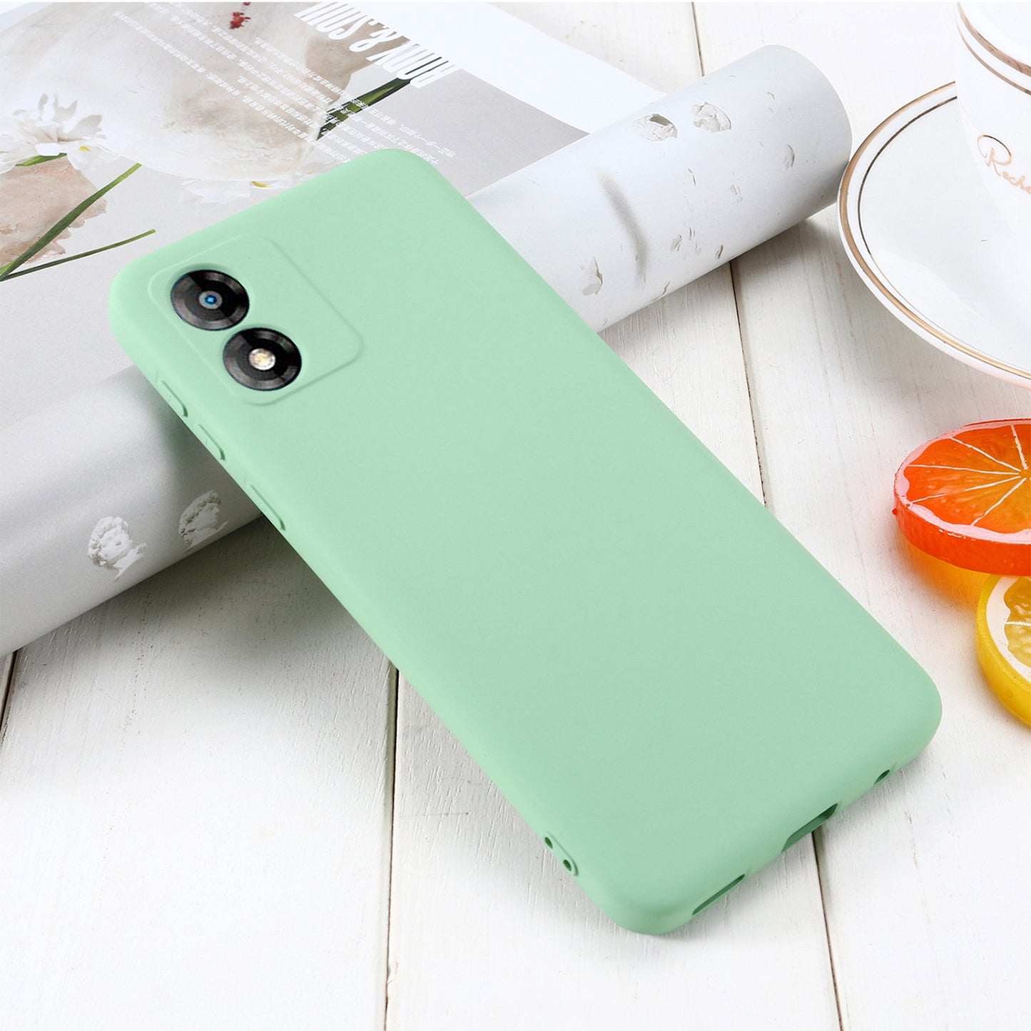 For Motorola Moto E13 4G Anti-Dust Phone Case Liquid Silicone Soft Lining Phone Cover Shell with Strap