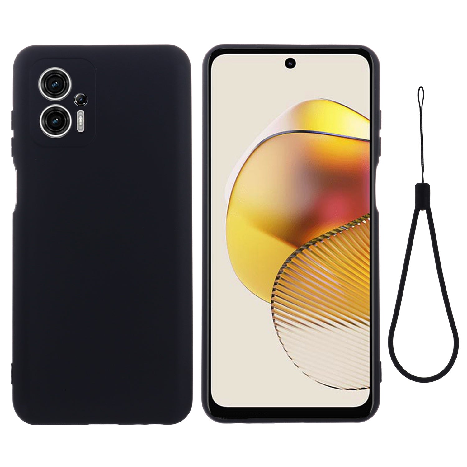 Smartphone Cover for Motorola Moto G13 4G / G23 4G , Liquid Silicone Soft Lining Case with Strap