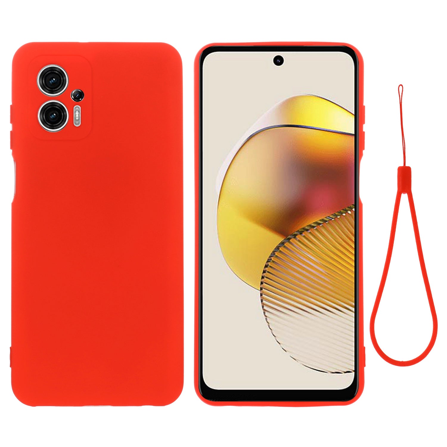Smartphone Cover for Motorola Moto G13 4G / G23 4G , Liquid Silicone Soft Lining Case with Strap