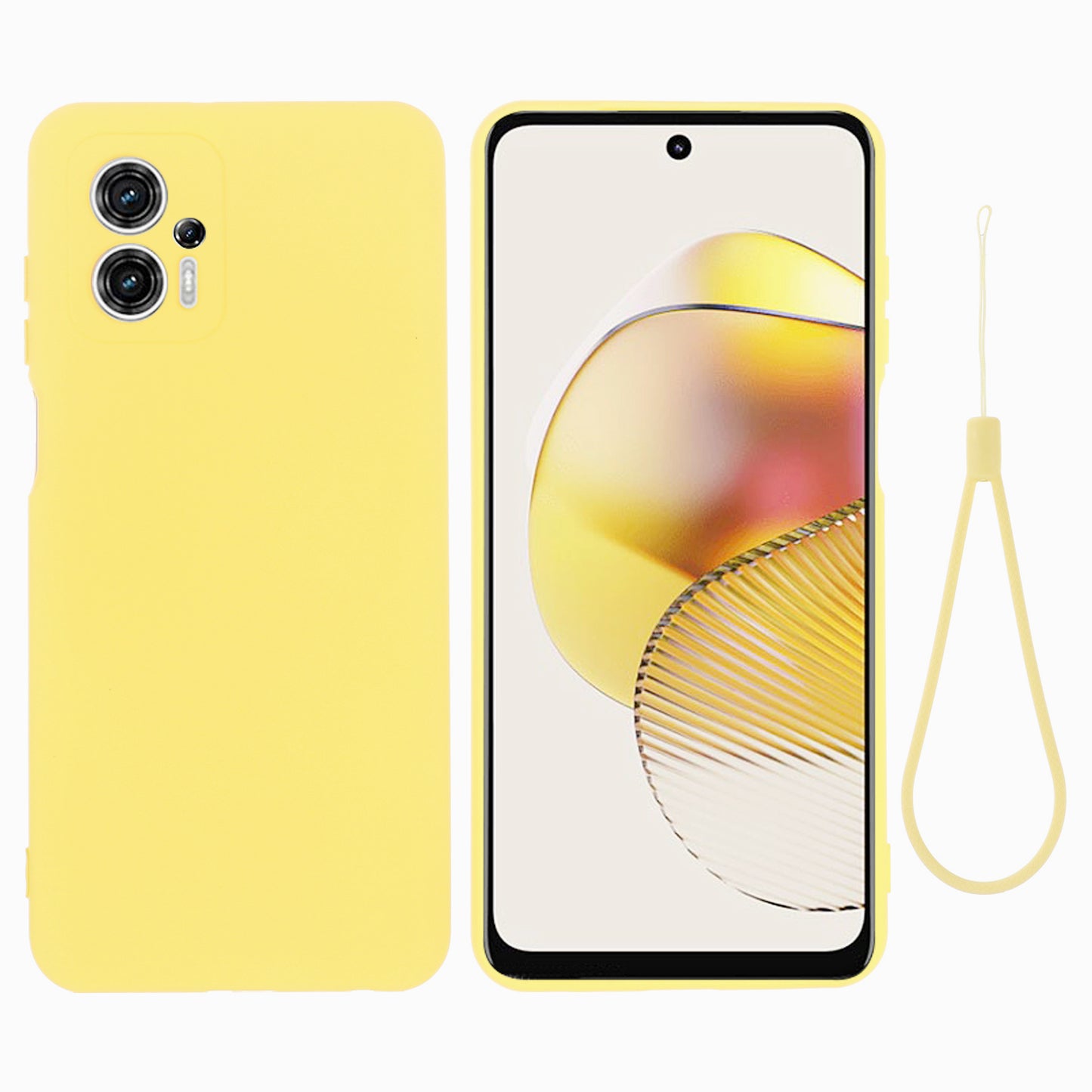 Smartphone Cover for Motorola Moto G13 4G / G23 4G , Liquid Silicone Soft Lining Case with Strap